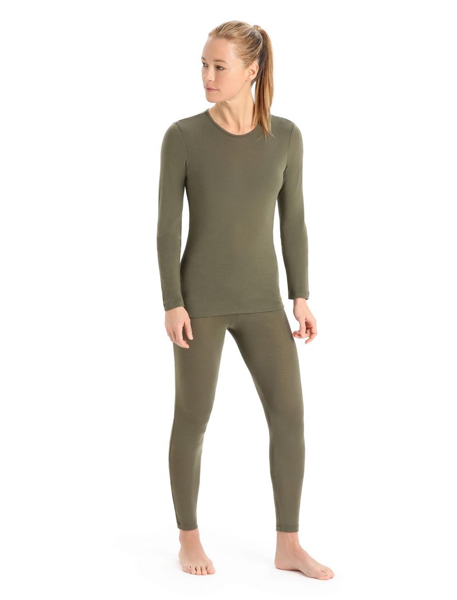 Loden Icebreaker Merino 175 Everyday Long Sleeve Crewe Thermal Top Women's One Piece & Sets | AU 1778YXFU